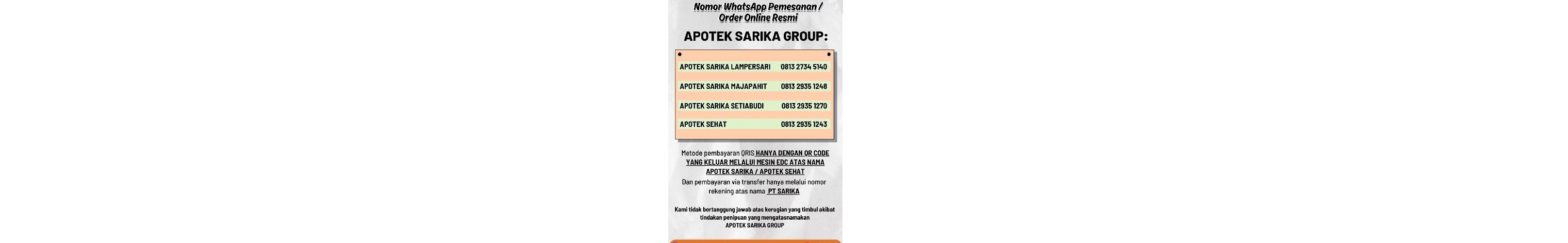 PERHATIAN WASPADA PENIPUAN ! INFORMASI NO. WA DAN REKENING RESMI